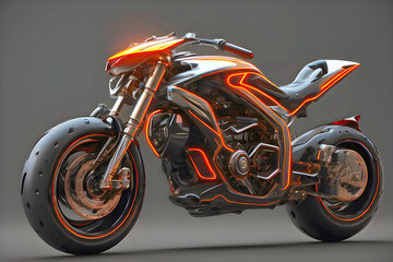 Wall Mural - Motorcycle futuristic sci-fi design, fantastic motorbike modern project. Generative Ai.