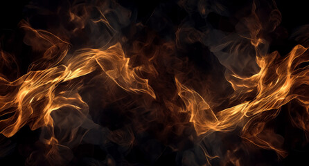 Wall Mural - flames and fire embers texture on a dark background. generative ai illustration.