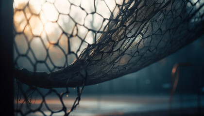 Fishing net catching fish in the sunset generated by AI