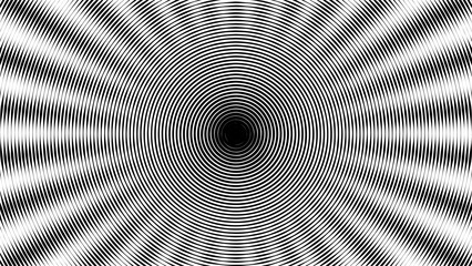 Hypnotic background with sunburst illusion made up of concentric circular lines