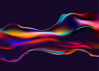 Abstract liquid holographic shape. Colorful fluid design element.