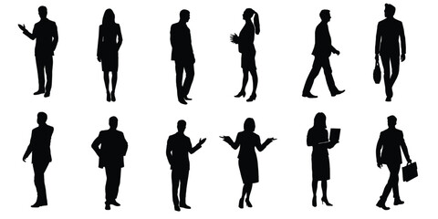 silhouettes of people working group of standing business people vector eps 10