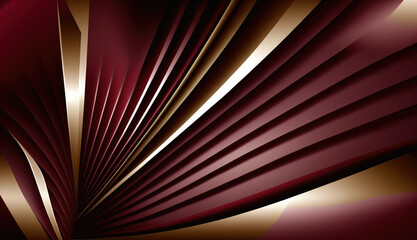 Wall Mural - Maroon colored abstract background with golden rays. Generative AI