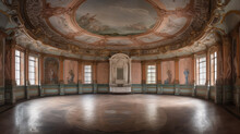 Interior Of A Large Empty Fancy Baroque Rococo Ballroom,