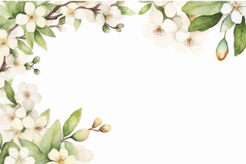 Wall Mural - Floral border frame card template. Golden gradient on white background.Vector design illustration. for bunner, wedding card. Rectangle corners sides decoration.