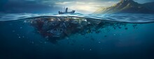 Ocean Of Pollution: Plastic Waste Drifting Amidst The Waves, Generative Ai