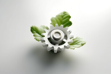 Gear and plant, environment and technology concept, background, digital illustration. Generative AI