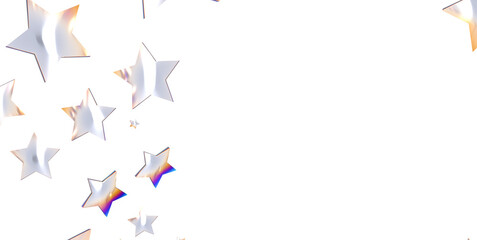 Abstract pattern of random falling silver stars on white background. - png transparent