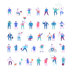 Poster - Tiny people flat faceless silhouette. Different tiny people characters big vector set. Flat vector illustration isolated on white..