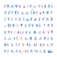 Wall Mural - Tiny people flat faceless silhouette. Different tiny people characters big vector set. Flat vector illustration isolated on white..