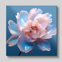 Poster - light pink and azure peony,shimmering flowers,close-up, Generative AI