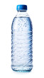 Water bottle closeup on white background