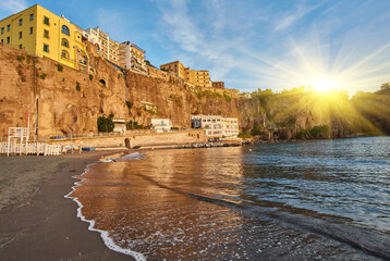 Wall Mural - View of the Amalfi Coast and the village of Meta, Italy.