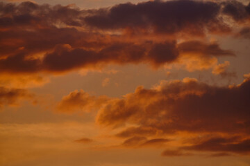 Wall Mural - Clouds yellow sky background during sunset.