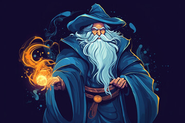 Poster - Fantastic wizard making spells illustration. Ai generated