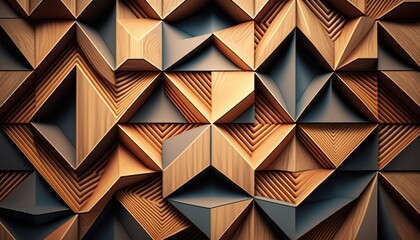 Wall Mural - Background with wooden geometric shapes. AI generative