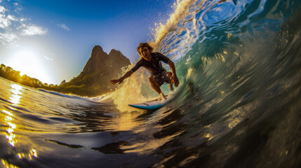 Canvas Print - Surfer on the wave , generative ai