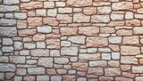 Fototapeta Desenie - Stonework. Wall texture from rustic cobble stones various shape. Background closeup. Stone wall horizontal. Natural background. Generative AI