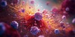 3d illustration of cancer cells. Cancer disease concept. Many cancer tumors.  Generative AI