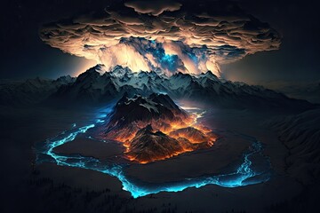 Wall Mural - night landscape view from sky beautiful night sky stars dark majestic. generative ai aig15.