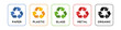 © Reiu - Vector recycling symbols: paper, plastic, glass, metal, organic. Recycle by colors illustration on white background. Perfect for stickers, posters, educational purposes, etc.