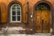 © robertharding - Facade of house with arched window and wooden door in historical center, UNESCO World Heritage Site, Cesky Krumlov