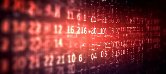 Leinwandbilder - Red signal number code security system technology background. Generative AI technology.