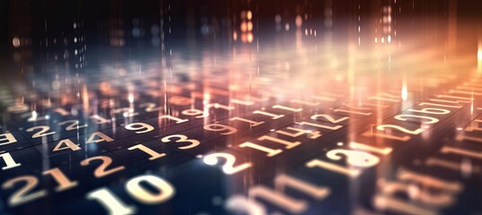 Leinwandbilder - Number data particles machine learning visualization system technology background. Generative AI technology.