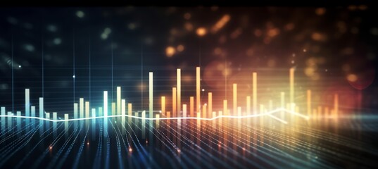 Poster - Business chart trader stock market chart. Diagram indicator shiny glow data visualization. Generative AI technology.	