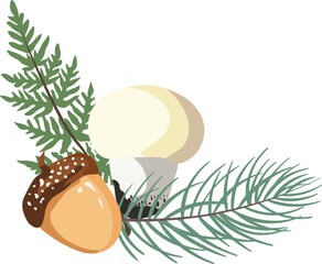 Wall Mural - Composition of Autumn Mushrooms with leaves in isolated background.