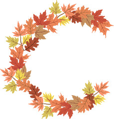 Wall Mural - Wreath with Autumn leaves in isolated background. Vector illustration