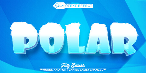 Wall Mural - Cartoon Blue Iced Polar Vector Editable Text Effect Template