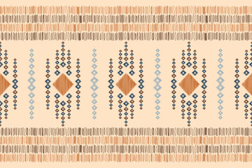 Ethnic Ikat fabric pattern geometric style.African Ikat embroidery Ethnic oriental pattern brown cream background. Abstract,vector,illustration.For texture,clothing,scraf,decoration,carpet,silk.