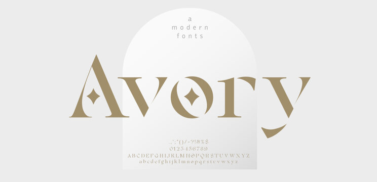 Luxury sans serif alphabet letters font and number. Classic Lettering Minimal Fashion Designs. Typography wedding fonts and logo. vector illustration