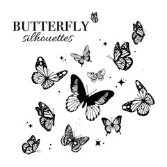 Free vector butterflies silhouettes set.