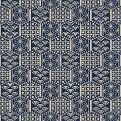 Naklejka na meble Japanese Hexagon Wave Star Motif Vector Seamless Pattern