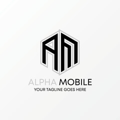 Poster - Letter or word AM font in Hexagon Line image graphic icon logo design abstract concept vector stock. Can be used as a symbol related to Initial or monogram.