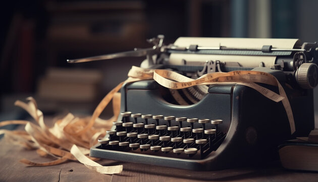 Typewriter A Rustic, Old Fashioned Machinery for Nostalgic Journalists generated by AI