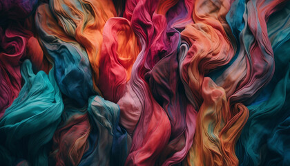 Vibrant colors and fluid shapes create a futuristic wave pattern generated by AI