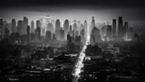 Fototapeta Nowy Jork - Modern city skyline illuminated by street lights at dusk growth generated by AI