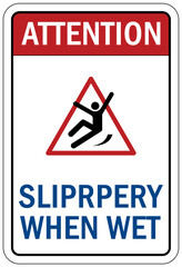 Wall Mural - Slippery when wet for pool area sign and labels