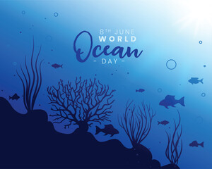 international world ocean day background dive into deep blue sea