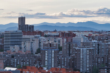 view of madrid buildings at sunset