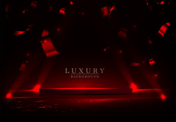 Wall Mural - Burgundy design with bright beams of light on a round stage