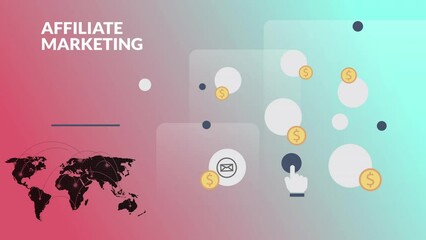 Poster - Digital, affiliate marketing and advertising with virtual connect for the world with pay per click sales Online, icon and growth for global network with seo strategy on social media and ppc dashboard