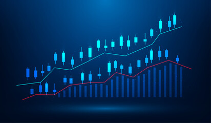 Poster - business investment graph diagram stock increase technology. Market chart financial graph growth. trading  profit statistic. vector illustration fantastic hi tech design.