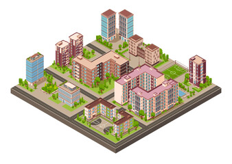 Wall Mural - City District Isometric Composition