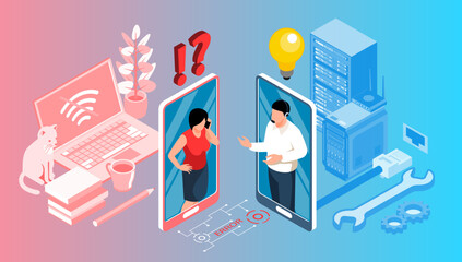 Poster - Technical Support Isometric Composition