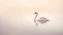 Swan Swiming In A Lake. Generative Ai.