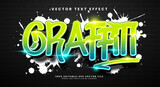 Fototapeta Panele - Colorful graffiti editable text style effect. Vector text effect with paint wall concept.
